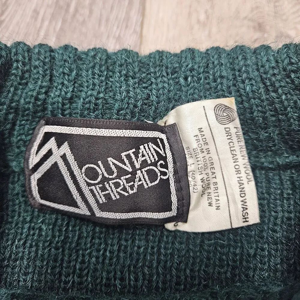 Mountain Thread Vintage British Wool Pullover Sweater Hunter Green Men's Large - Picture 4 of 7